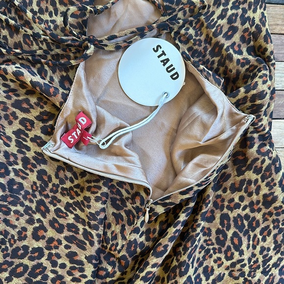 STAUD Leopard Mini Dress Sz L *NWT* - Picture 7 of 8